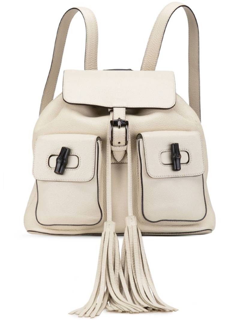 Gucci Pre-Owned 2000-2015 Leather Bamboo Tassel backpack - White von Gucci Pre-Owned