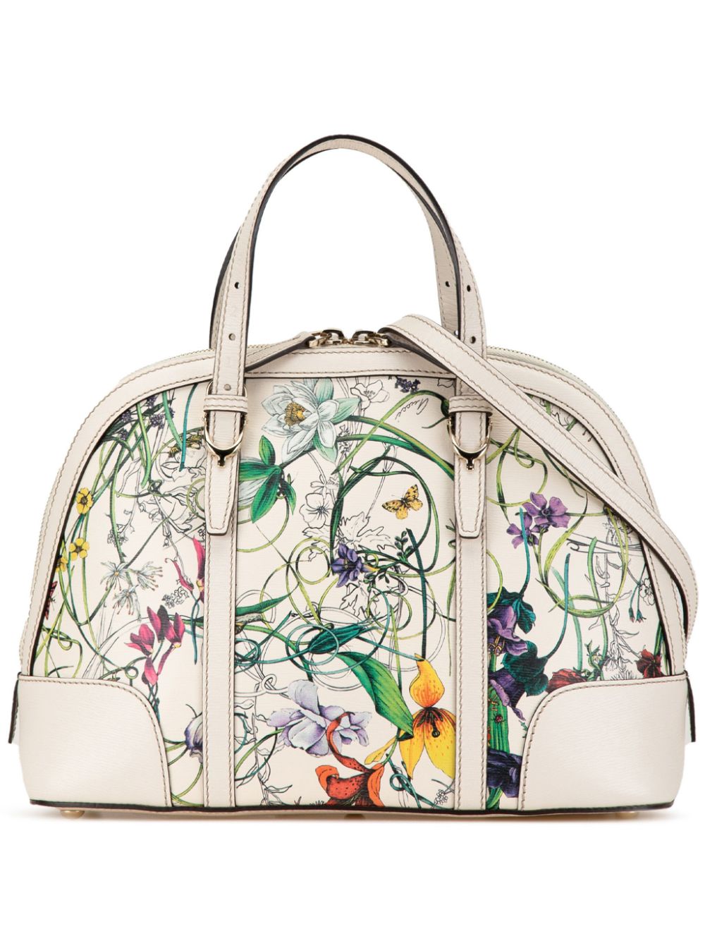 Gucci Pre-Owned 2000-2015 Leather Flora Nice Dome satchel - White von Gucci Pre-Owned