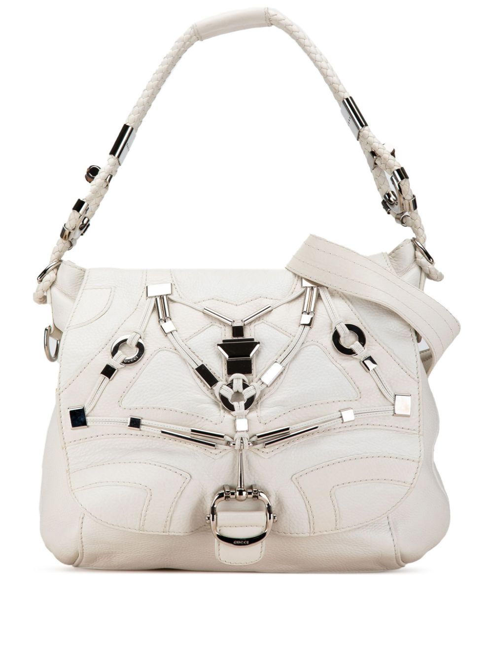 Gucci Pre-Owned 2000-2015 Leather Horsebit Techno satchel - White von Gucci Pre-Owned