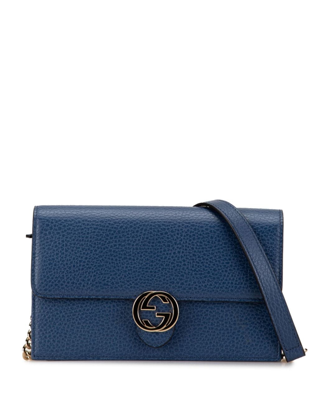 Gucci Pre-Owned 2000-2015 Leather Interlocking G Dollar Wallet on Chain crossbody bag - Blue von Gucci Pre-Owned