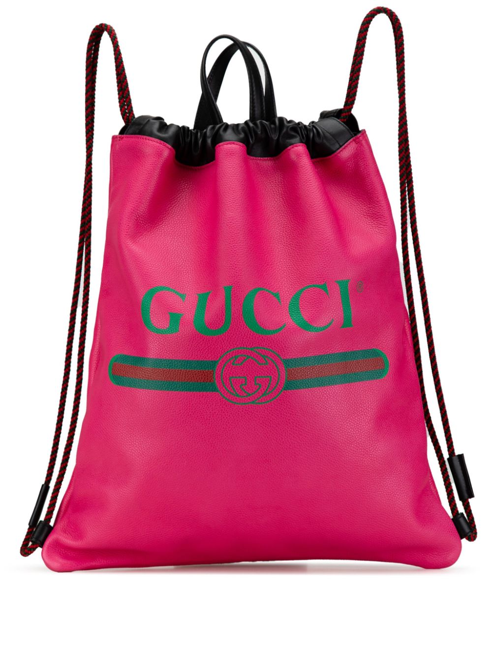 Gucci Pre-Owned 2000-2015 Leather Logo Drawstring backpack - Pink von Gucci Pre-Owned