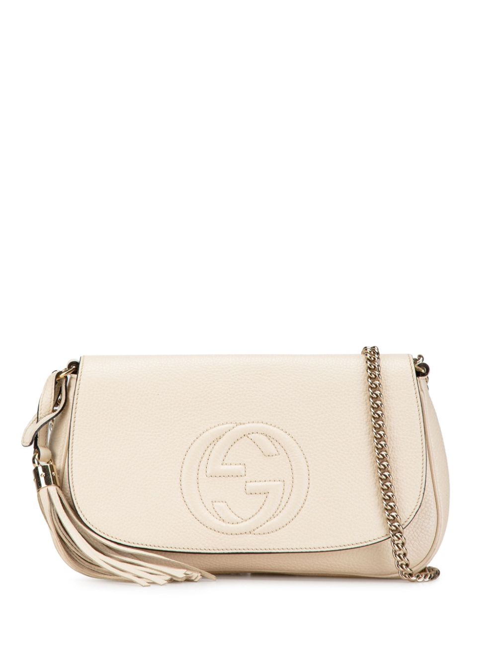 Gucci Pre-Owned 2000-2015 Medium Leather Soho Chain Flap crossbody bag - White von Gucci Pre-Owned