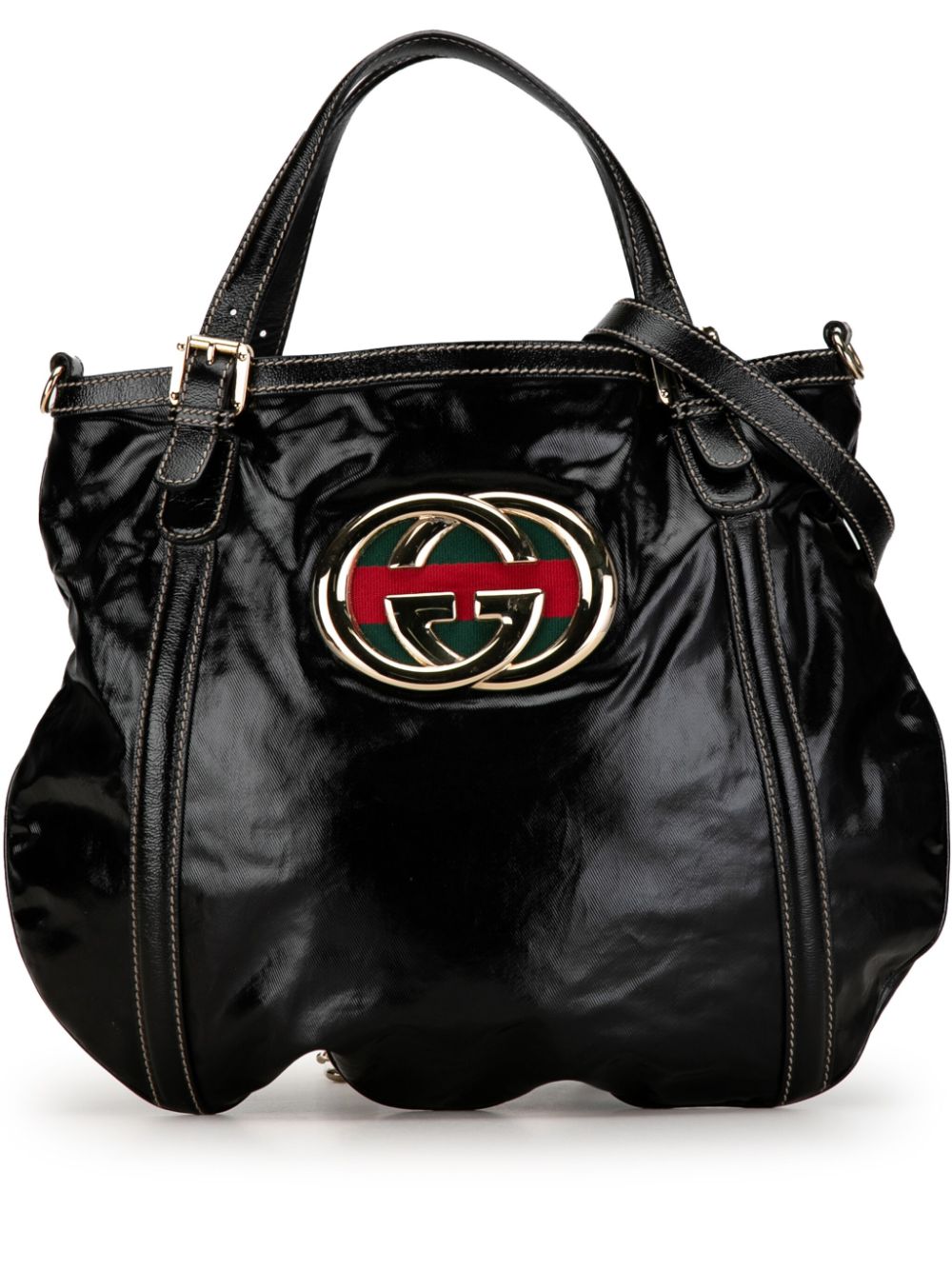 Gucci Pre-Owned 2000-2015 Patent Dialux Britt Hobo satchel - Black von Gucci Pre-Owned