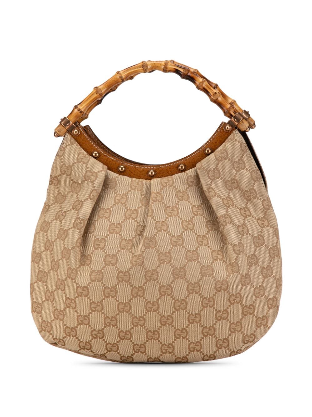 Gucci Pre-Owned 2000-2015 Small Bamboo GG Canvas Studded hobo bag - Brown von Gucci Pre-Owned