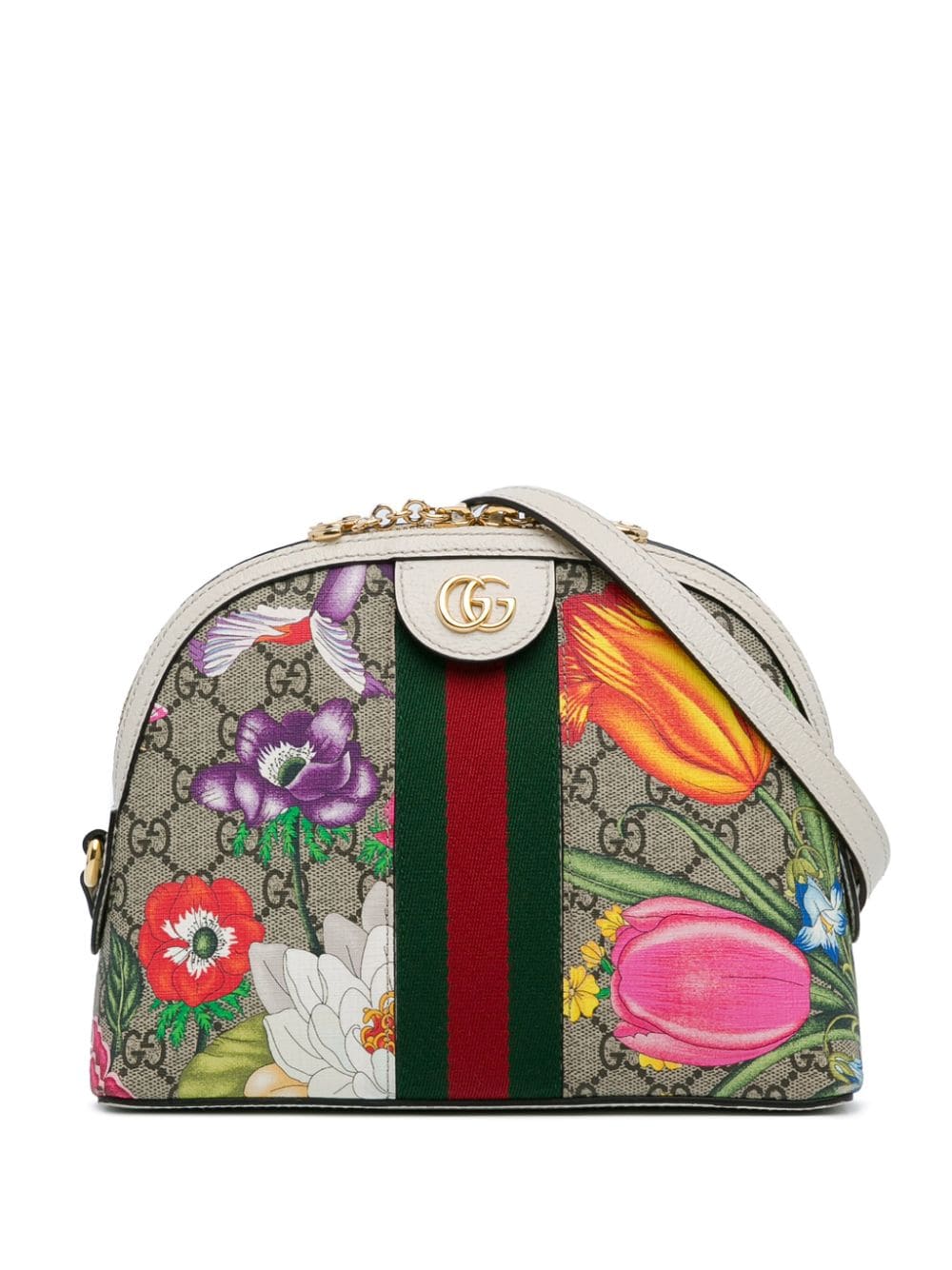 Gucci Pre-Owned 2000-2015 Small GG Supreme Flora Ophidia Dome crossbody bag - Brown von Gucci Pre-Owned