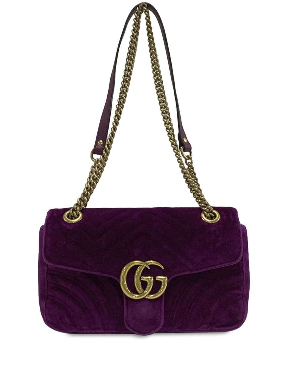 Gucci Pre-Owned 2000-2015 Small Velvet GG Marmont Matelasse crossbody bag - Purple von Gucci Pre-Owned