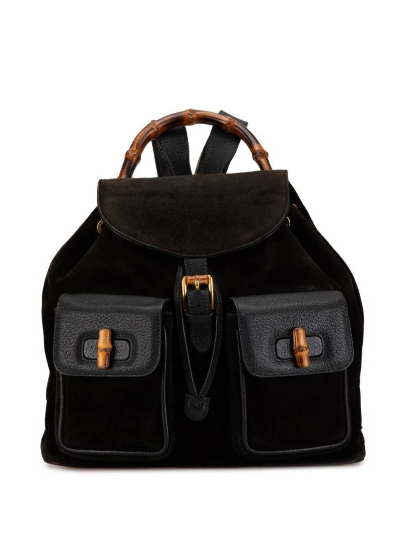 Gucci Pre-Owned 2000-2015 Suede Bamboo backpack - Black von Gucci Pre-Owned