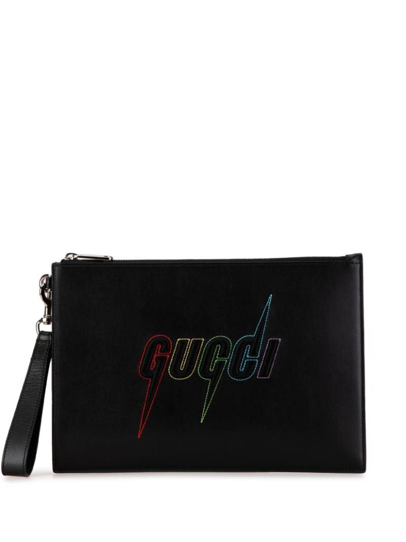 Gucci Pre-Owned 2000-2023 Leather Rainbow Blade clutch bag - Black von Gucci Pre-Owned