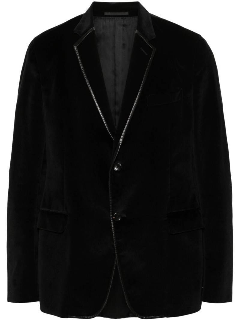 Gucci Pre-Owned 2000s leather-trimmed velvet-effect blazer - Black von Gucci Pre-Owned