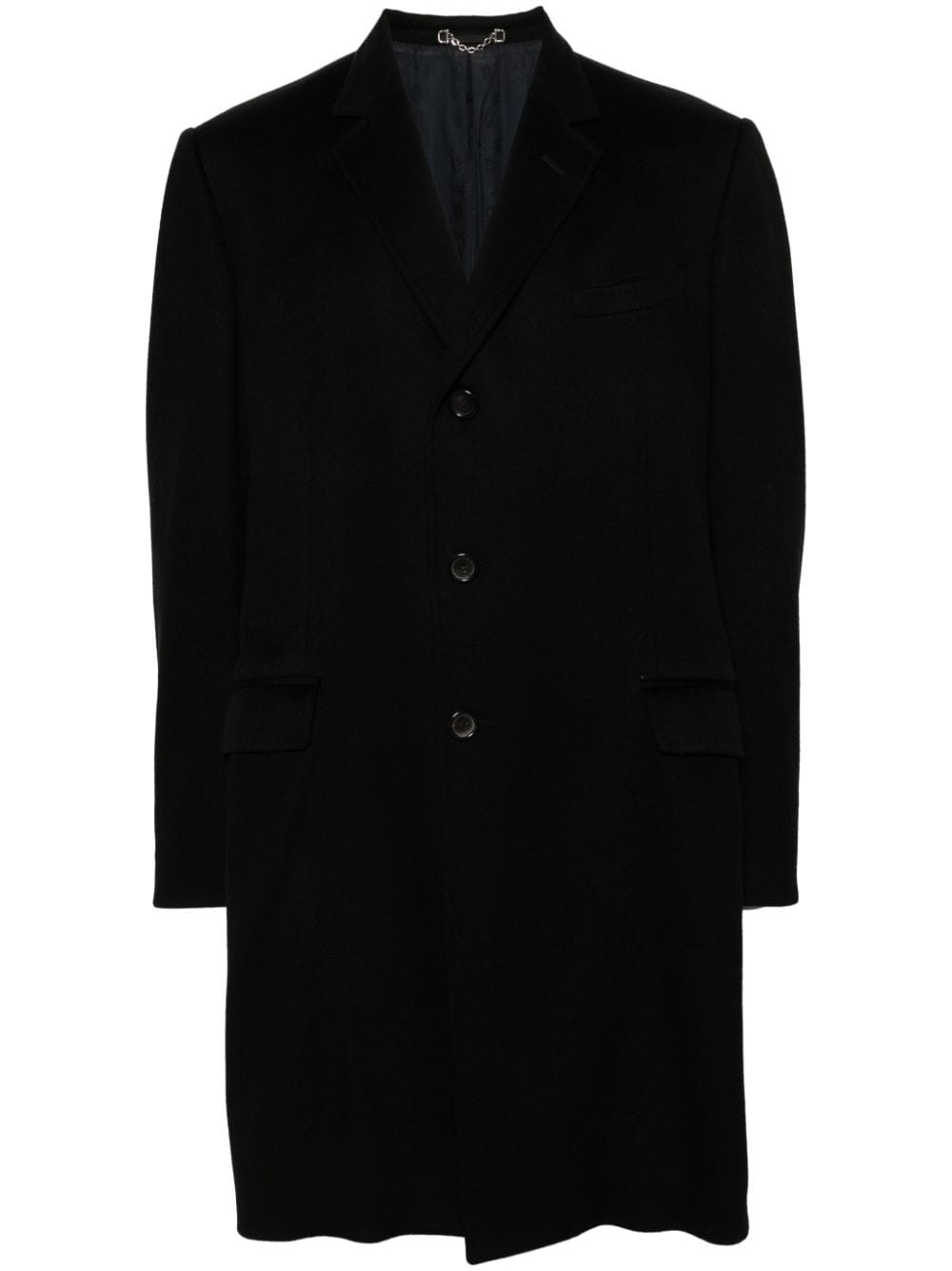 Gucci Pre-Owned 2000s notched lapels knee-length wool coat - Black von Gucci Pre-Owned