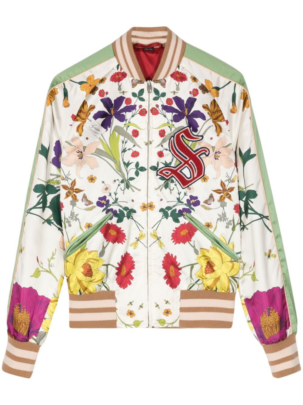 Gucci Pre-Owned 2010 floral-print bomber jacket - Neutrals von Gucci Pre-Owned