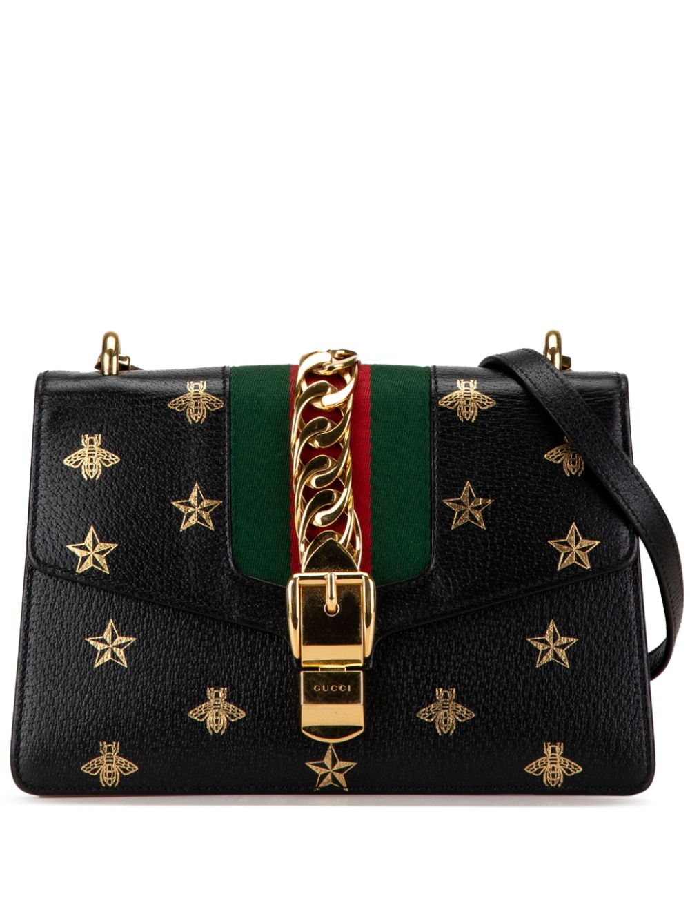 Gucci Pre-Owned 2016-2022 Small Leather Bee Star Sylvie satchel - Black von Gucci Pre-Owned