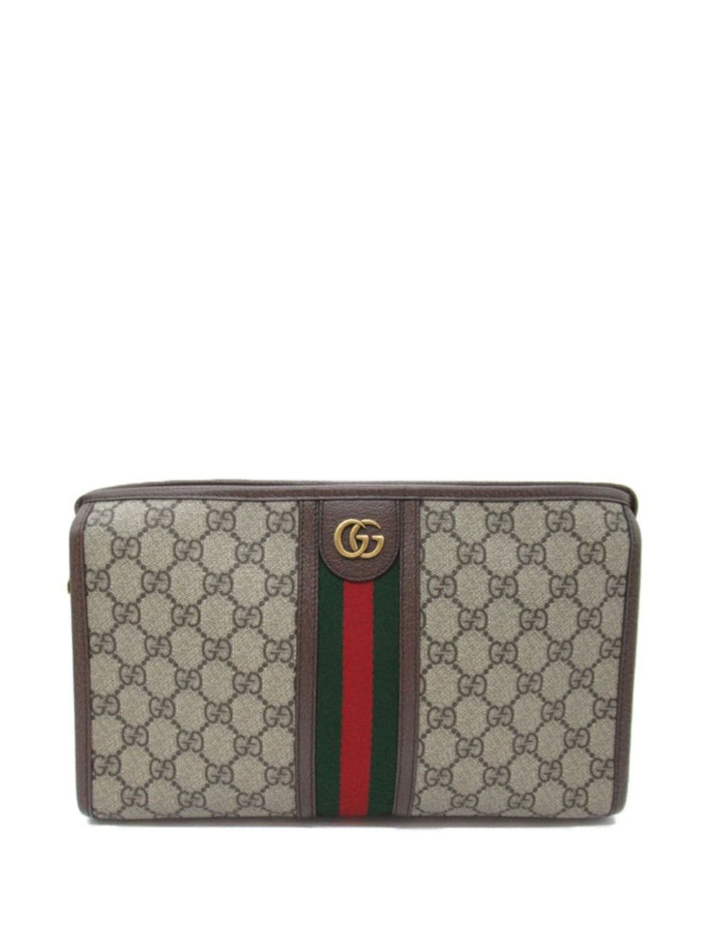 Gucci Pre-Owned 2016-2023 GG Supreme Ophidia clutch bag - Brown von Gucci Pre-Owned