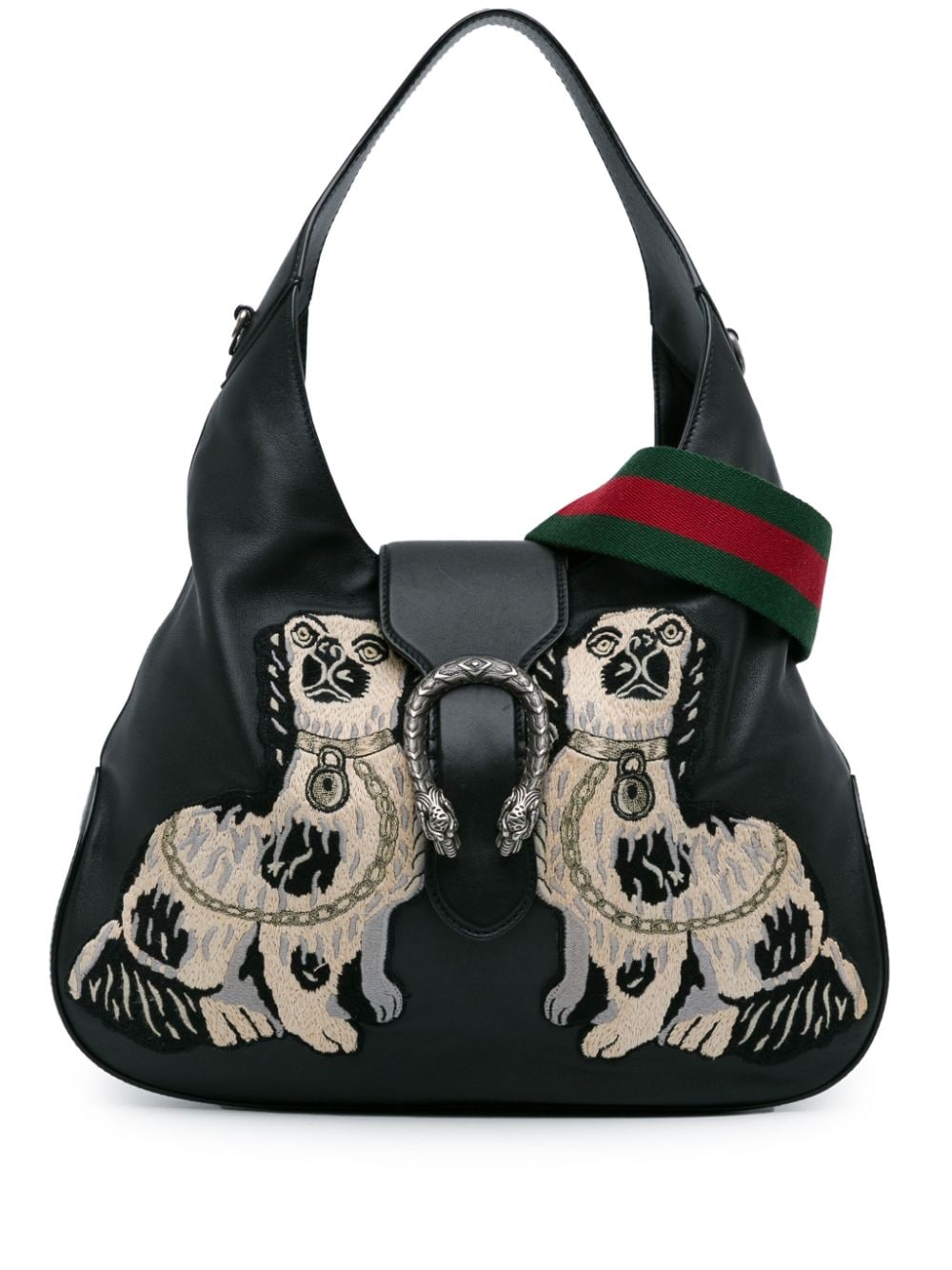 Gucci Pre-Owned 2016-2023 Large Dionysus Dog Embroidered satchel - Black von Gucci Pre-Owned