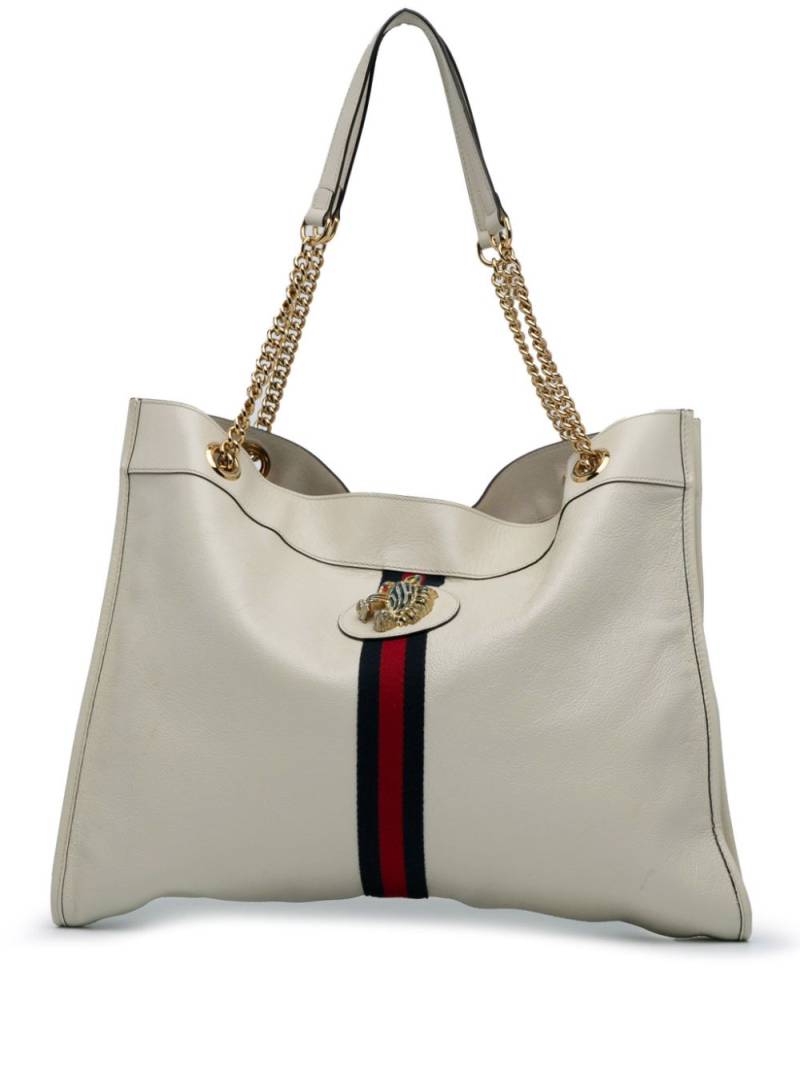 Gucci Pre-Owned 2016-2023 Large Web Leather Rajah tote bag - White von Gucci Pre-Owned