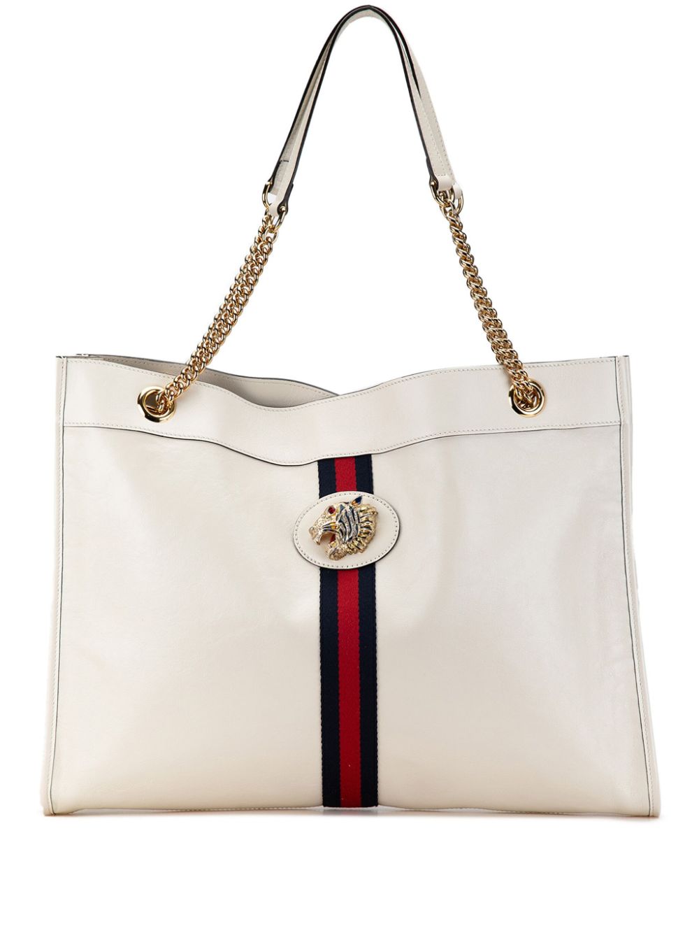 Gucci Pre-Owned 2016-2023 Large Web Leather Rajah tote bag - White von Gucci Pre-Owned