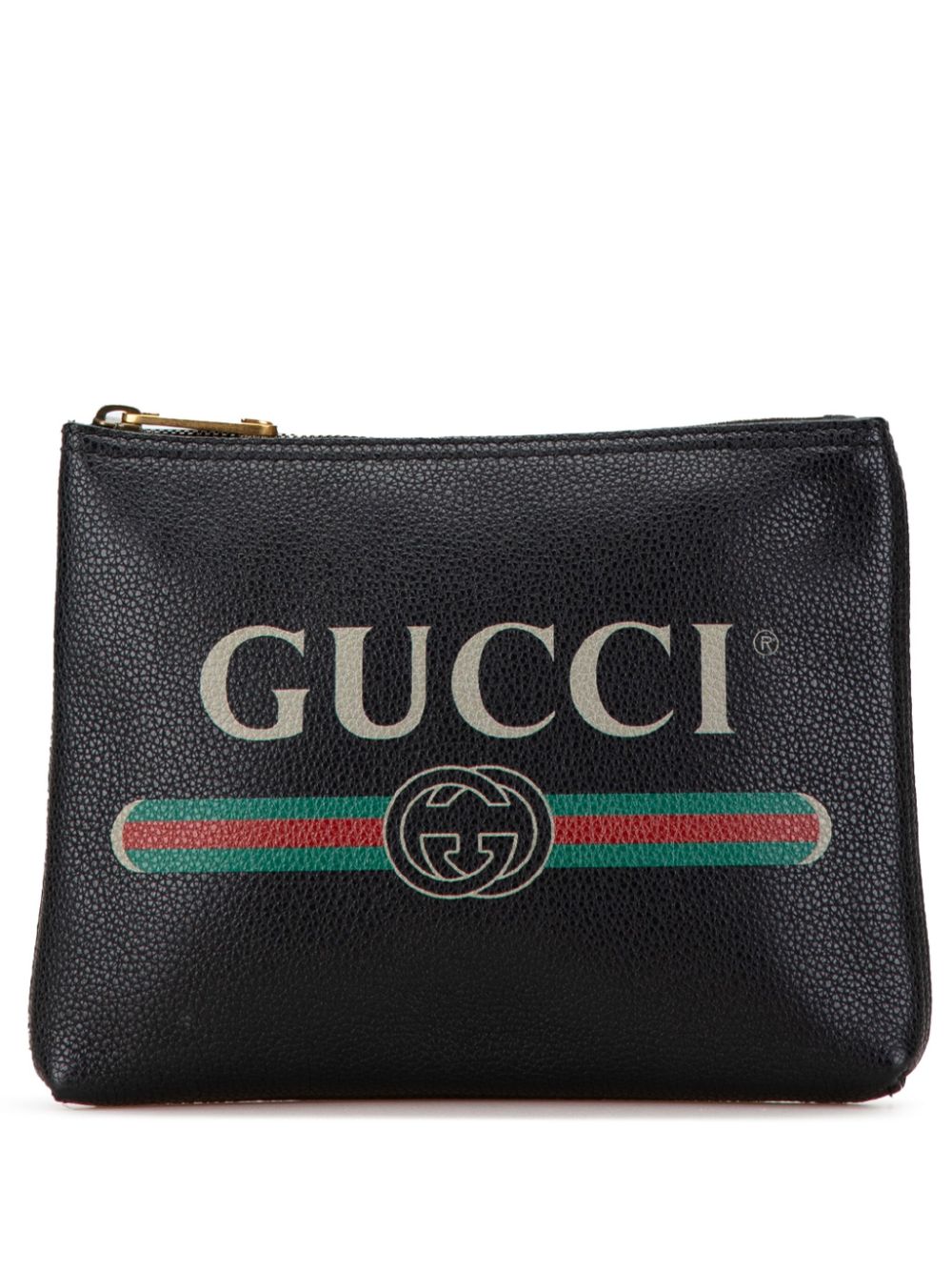 Gucci Pre-Owned 2016-2023 Leather Gucci Logo clutch bag - Black von Gucci Pre-Owned