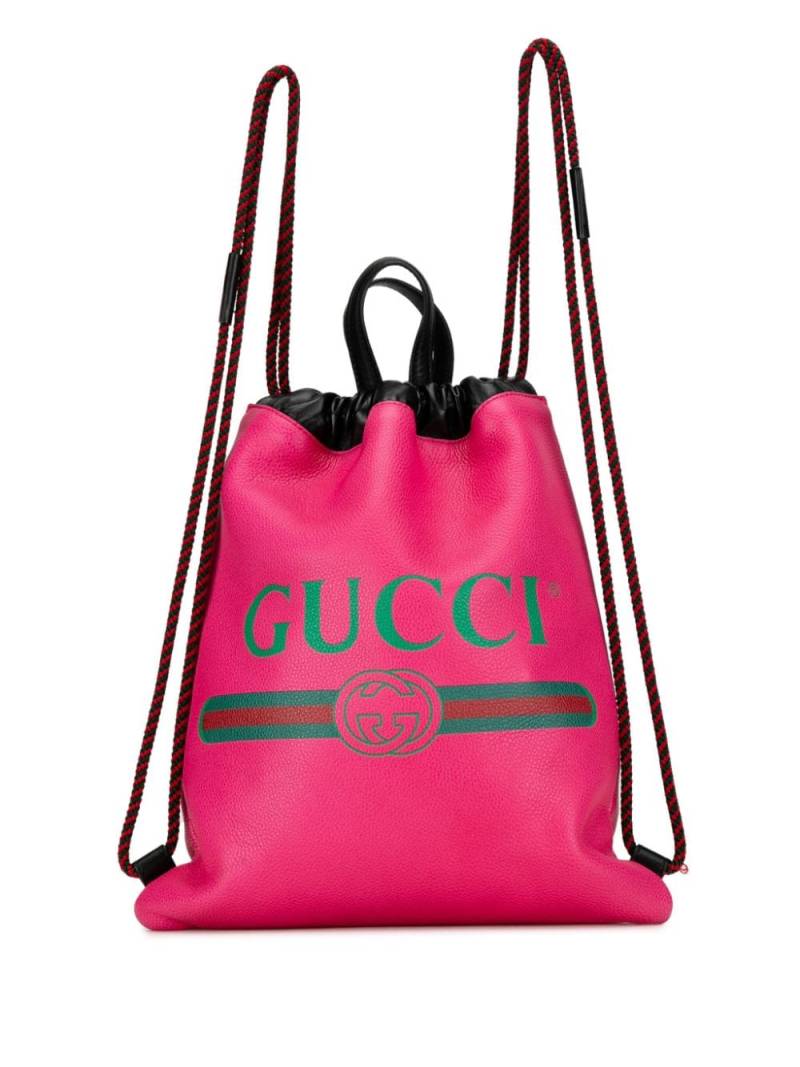 Gucci Pre-Owned 2016-2023 Logo Drawstring backpack - Pink von Gucci Pre-Owned