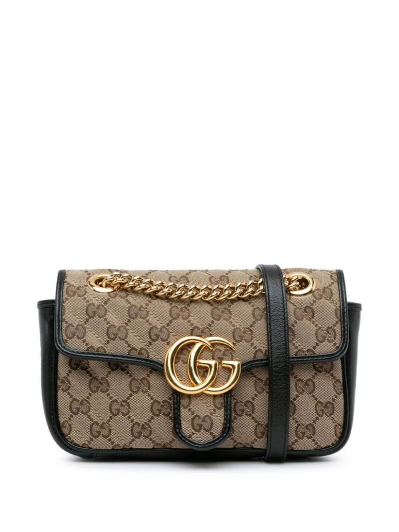 Gucci Pre-Owned 2016-2023 Mini GG Canvas Marmont Matelasse Flap crossbody bag - Brown von Gucci Pre-Owned