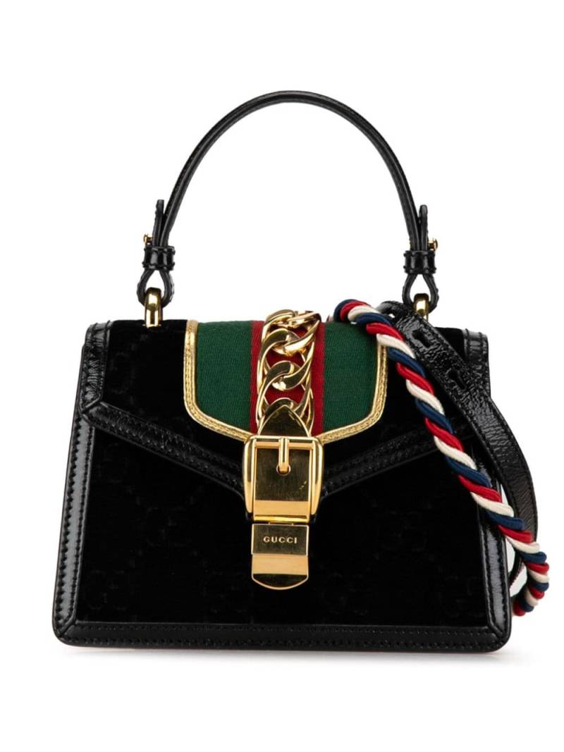 Gucci Pre-Owned 2016-2023 Mini GG Velvet Sylvie satchel - Black von Gucci Pre-Owned