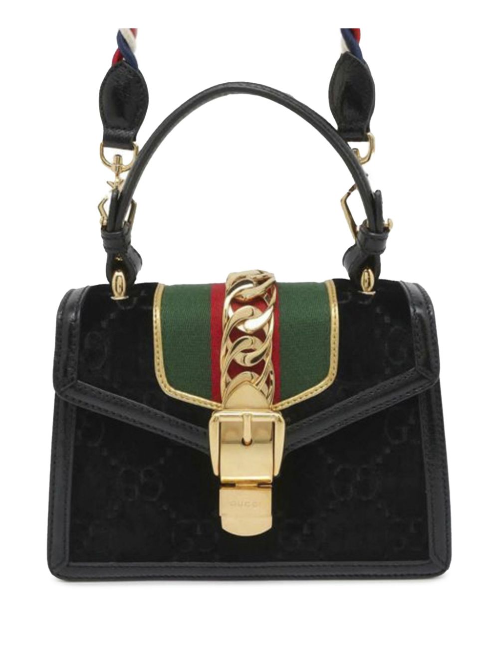 Gucci Pre-Owned 2016-2023 Mini GG Velvet Sylvie satchel - Black von Gucci Pre-Owned