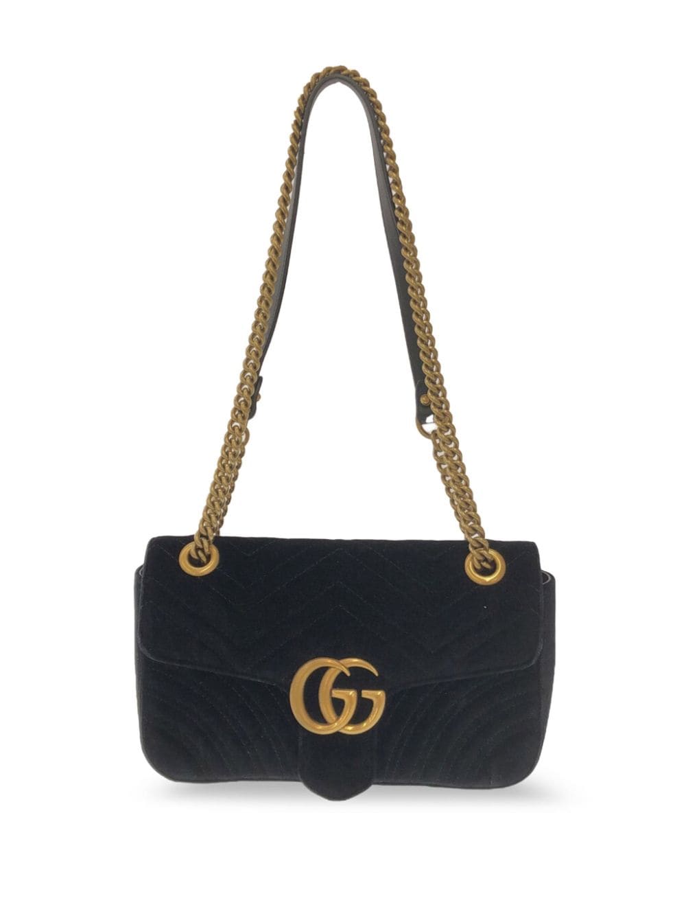 Gucci Pre-Owned 2016-2023 Small GG Marmont Matelasse Velvet crossbody bag - Black von Gucci Pre-Owned