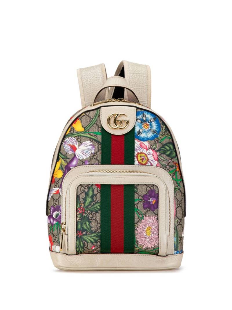 Gucci Pre-Owned 2016-2023 Small GG Supreme Flora Ophidia backpack - Brown von Gucci Pre-Owned