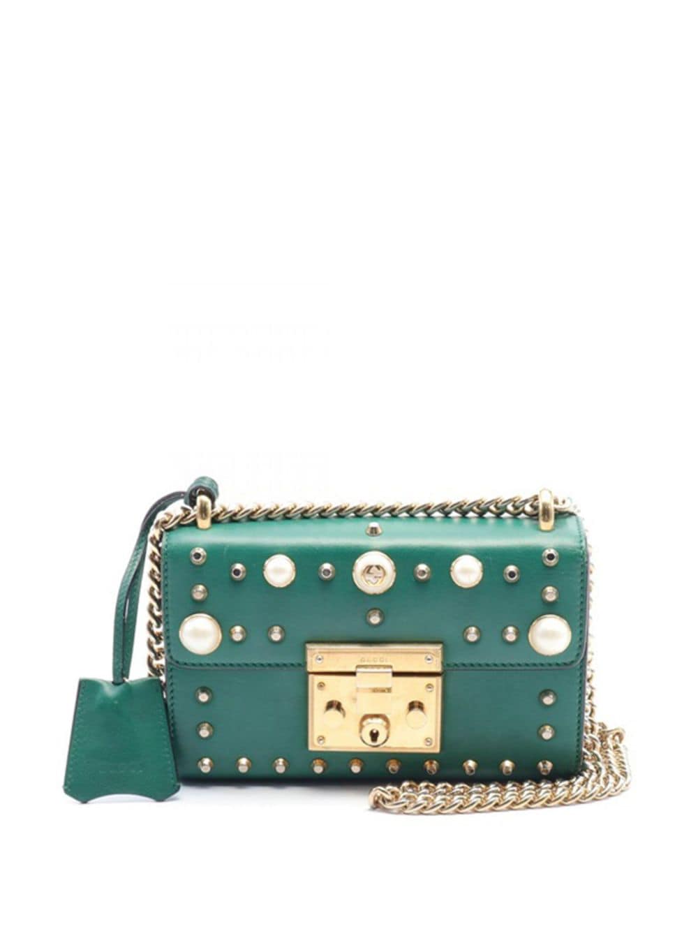 Gucci Pre-Owned 2016-2023 Small Pearl Studded Padlock crossbody bag - Green von Gucci Pre-Owned