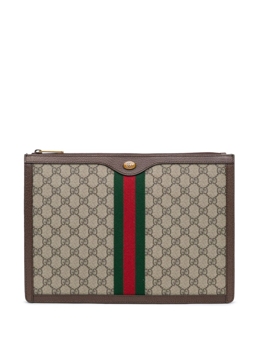 Gucci Pre-Owned 2016-2024 GG Supreme Ophidia clutch bag - Brown von Gucci Pre-Owned