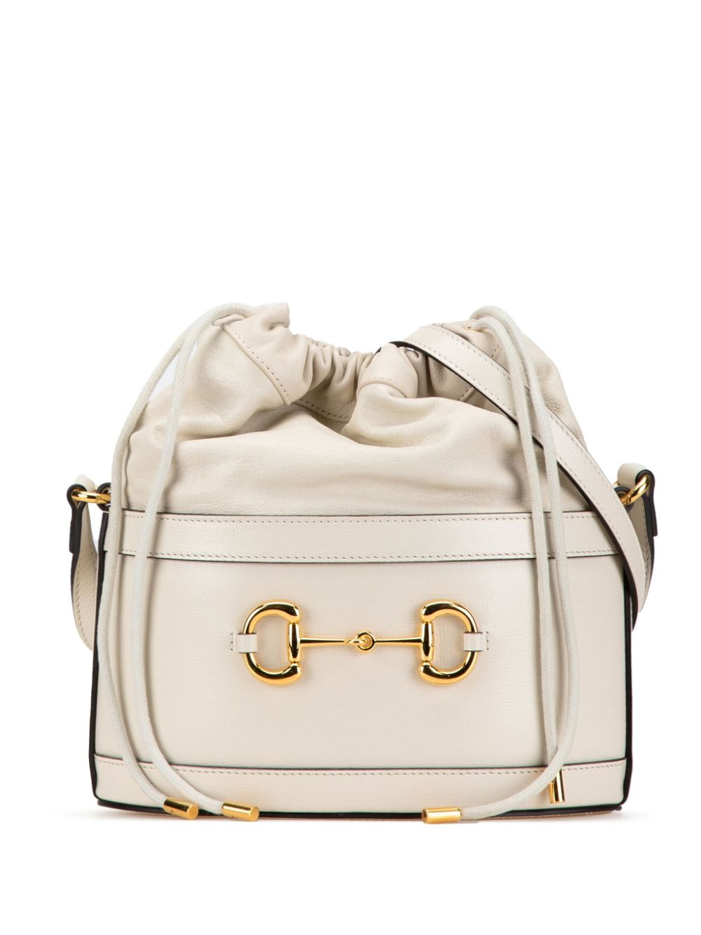 Gucci Pre-Owned 2016-2024 Leather Horsebit 1955 bucket bag - White von Gucci Pre-Owned