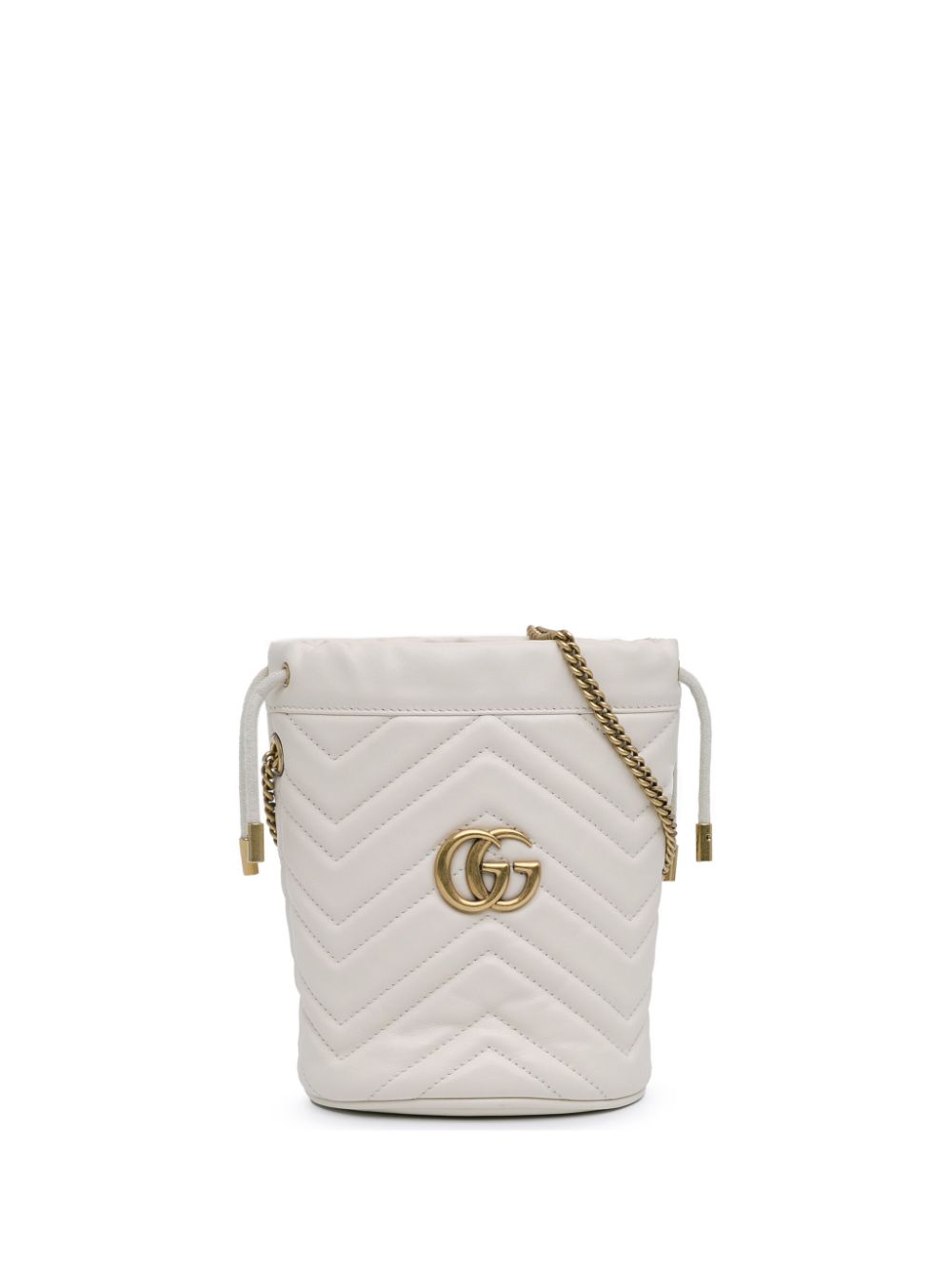 Gucci Pre-Owned 2016-2024 Mini GG Marmont Matelasse bucket bag - White von Gucci Pre-Owned