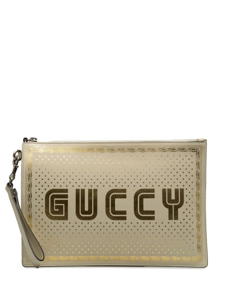 Gucci Pre-Owned 2017-2018 Guccy Sega clutch bag - White von Gucci Pre-Owned