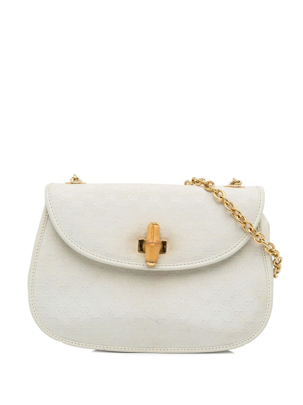 Gucci Pre-Owned Bamboo line Micro GG shoulder bag - White von Gucci Pre-Owned