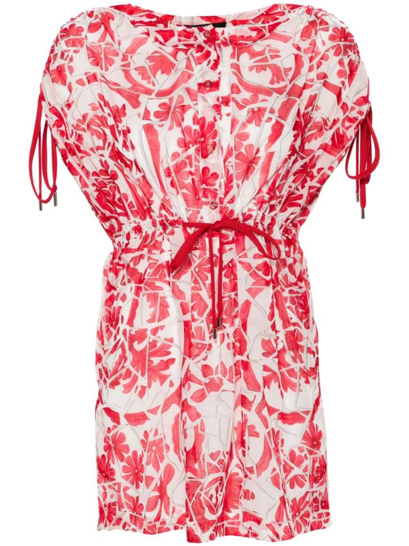 Gucci Pre-Owned floral-print semi-sheer mini dress - Red von Gucci Pre-Owned