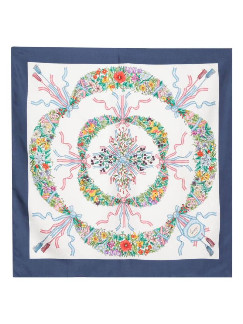 Gucci Pre-Owned floral silk scarf - Blue von Gucci Pre-Owned