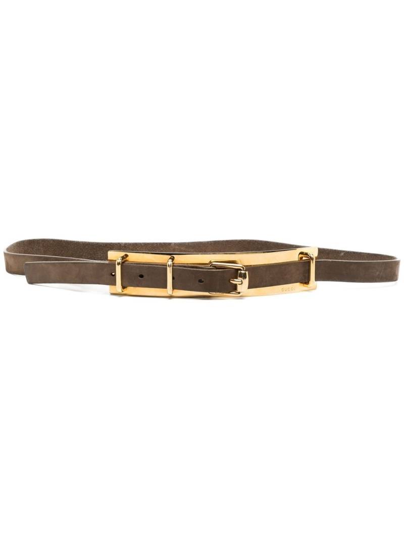 Gucci Pre-Owned plate detail buckled belt - Brown von Gucci Pre-Owned