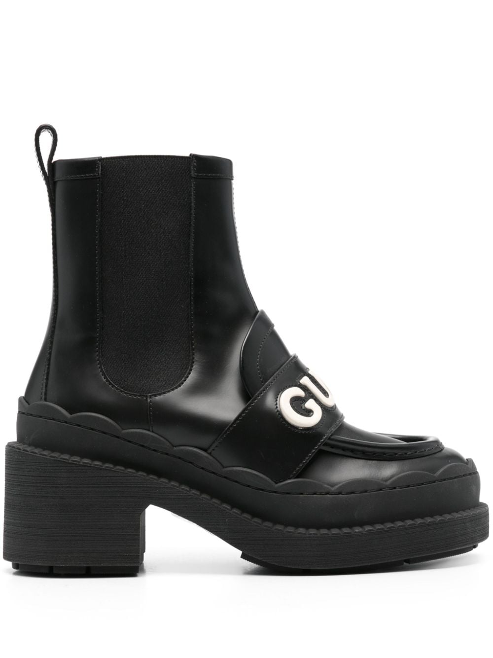 Gucci 60mm logo-lettering leather boots - Black von Gucci