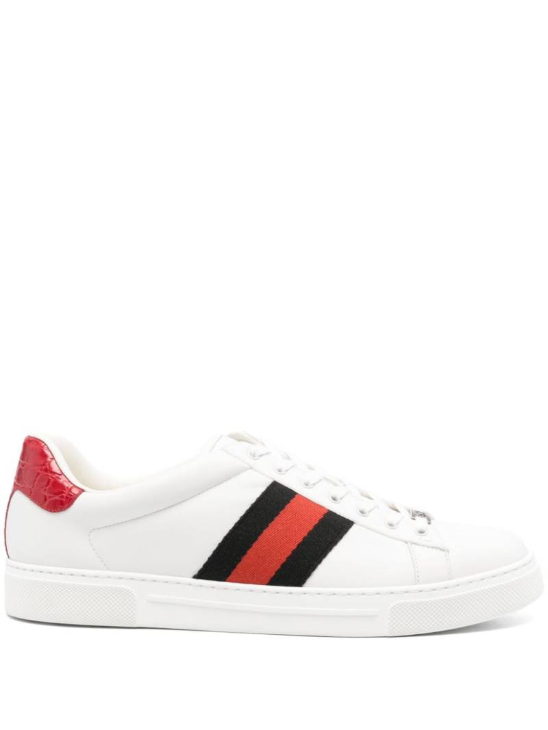 Gucci Ace web-trim leather sneakers - White von Gucci