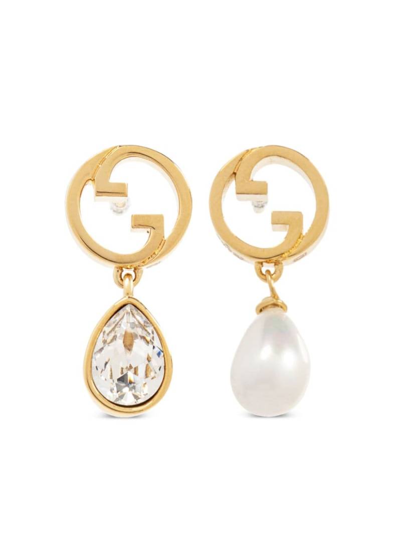 Gucci Blondie crystal pearl earrings - White von Gucci