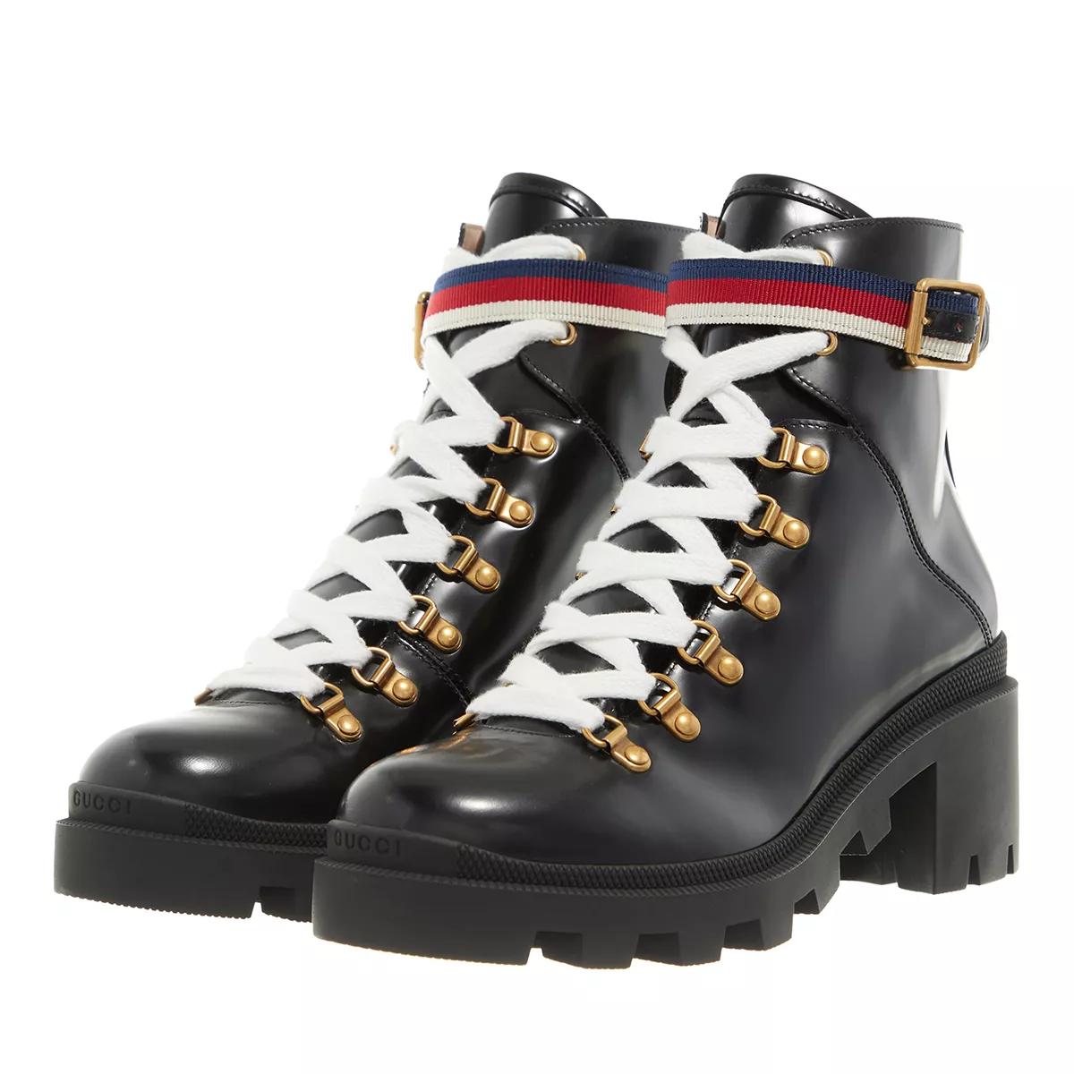 Gucci Boots & Stiefeletten - Leather Ankle Boot With Sylvie Web - Gr. 40 (EU) - in Schwarz - für Damen von Gucci