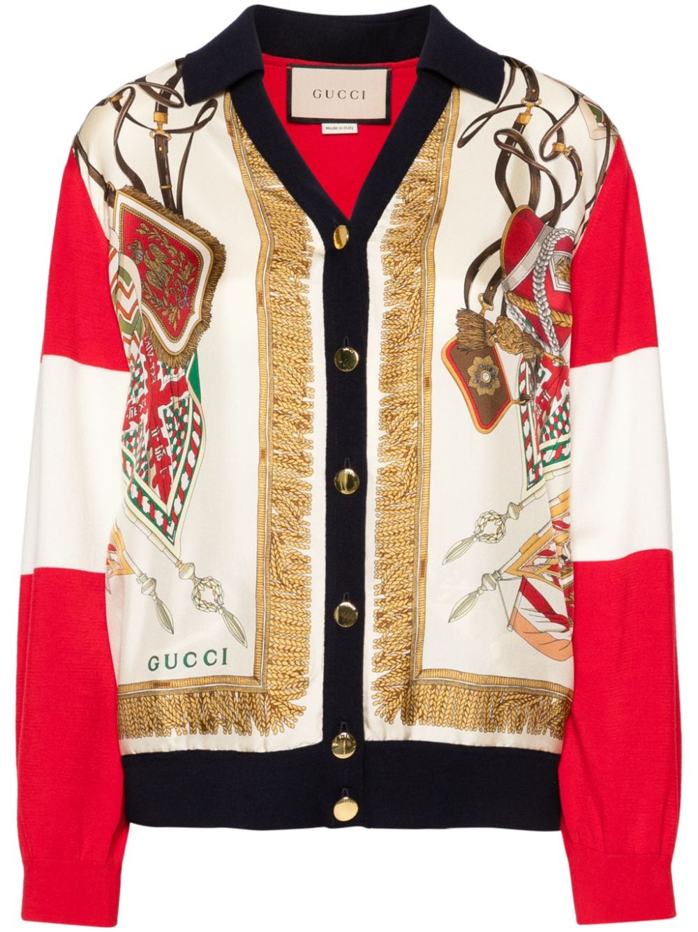 Gucci Crest-print wool cardigan - Neutrals von Gucci