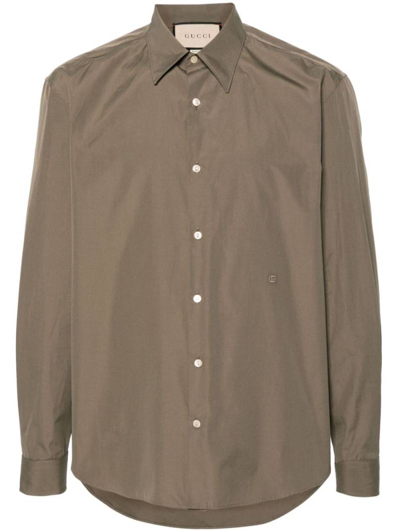 Gucci Double G-embroidered cotton shirt - Brown von Gucci