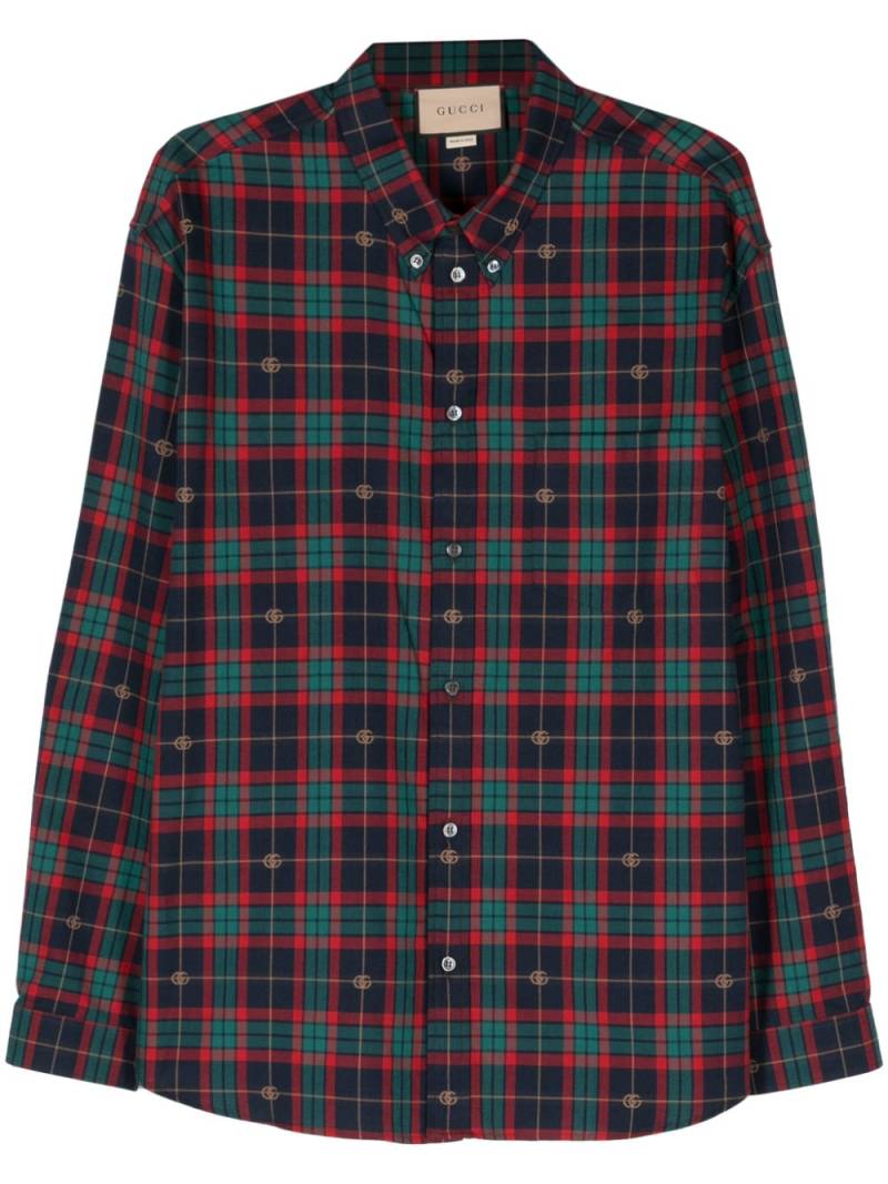 Gucci Double G-jacquard tartan shirt - Blue von Gucci