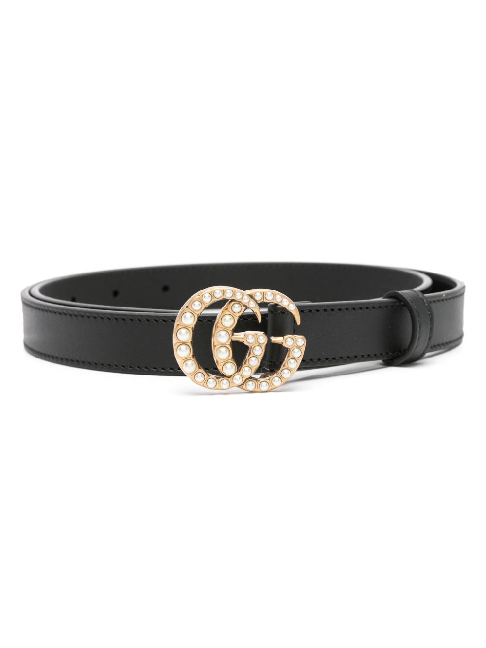 Gucci Double G pearl-embellished belt - Black von Gucci