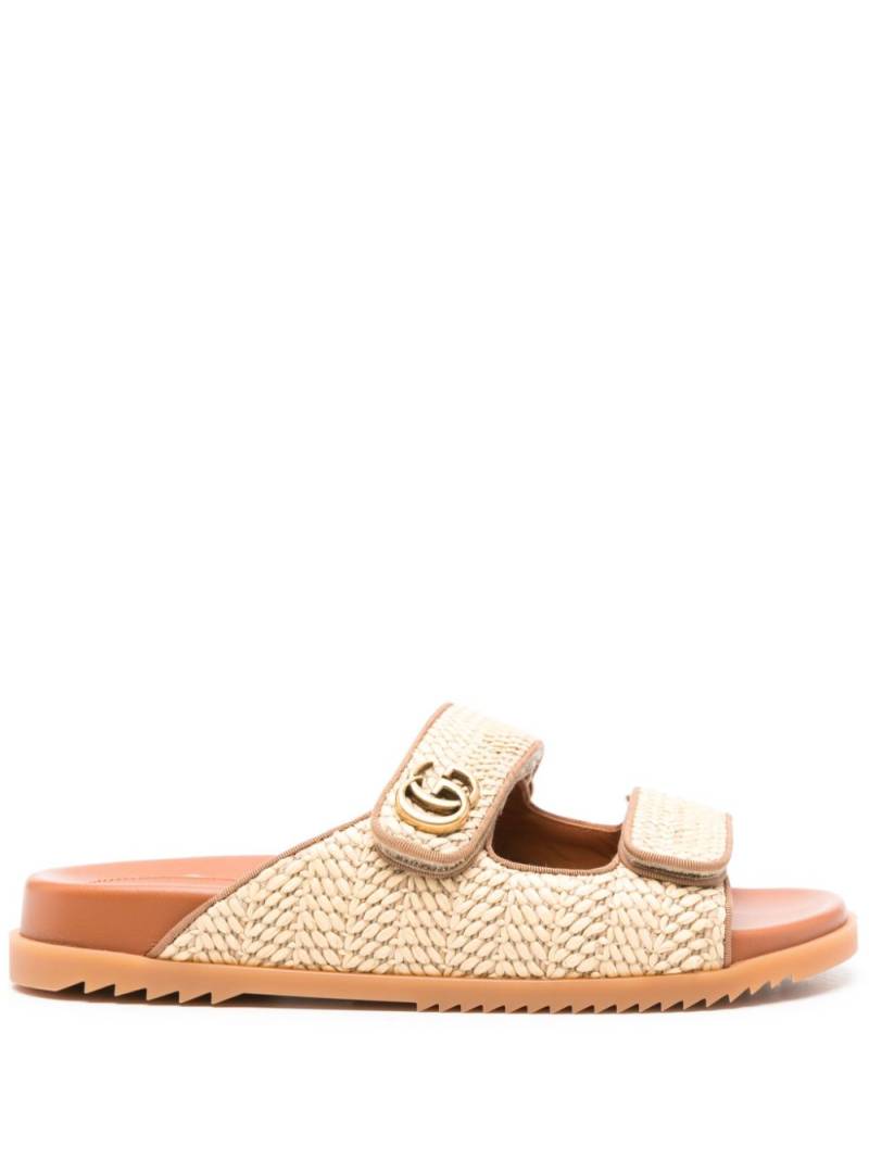 Gucci Double G-plaque raffia sandals - Neutrals von Gucci