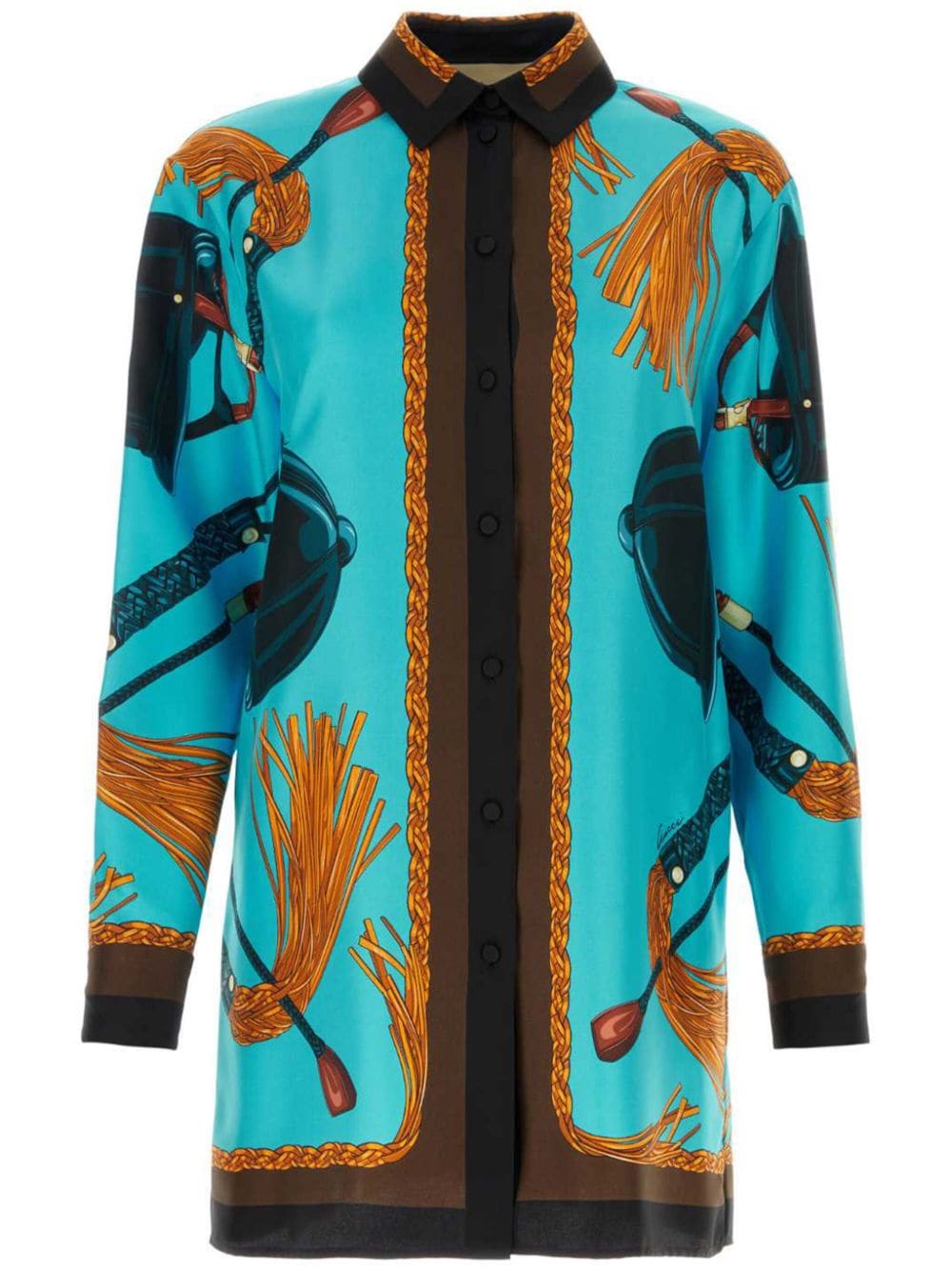 Gucci Equestrian-print silk shirt - Blue von Gucci