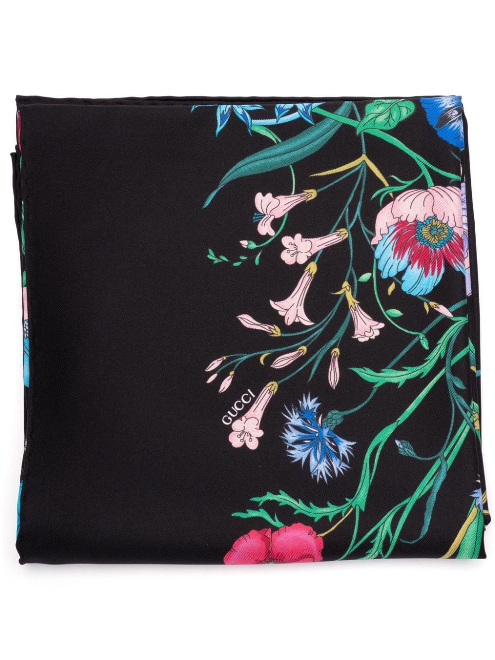 Gucci Flora-print silk scarf - Black von Gucci