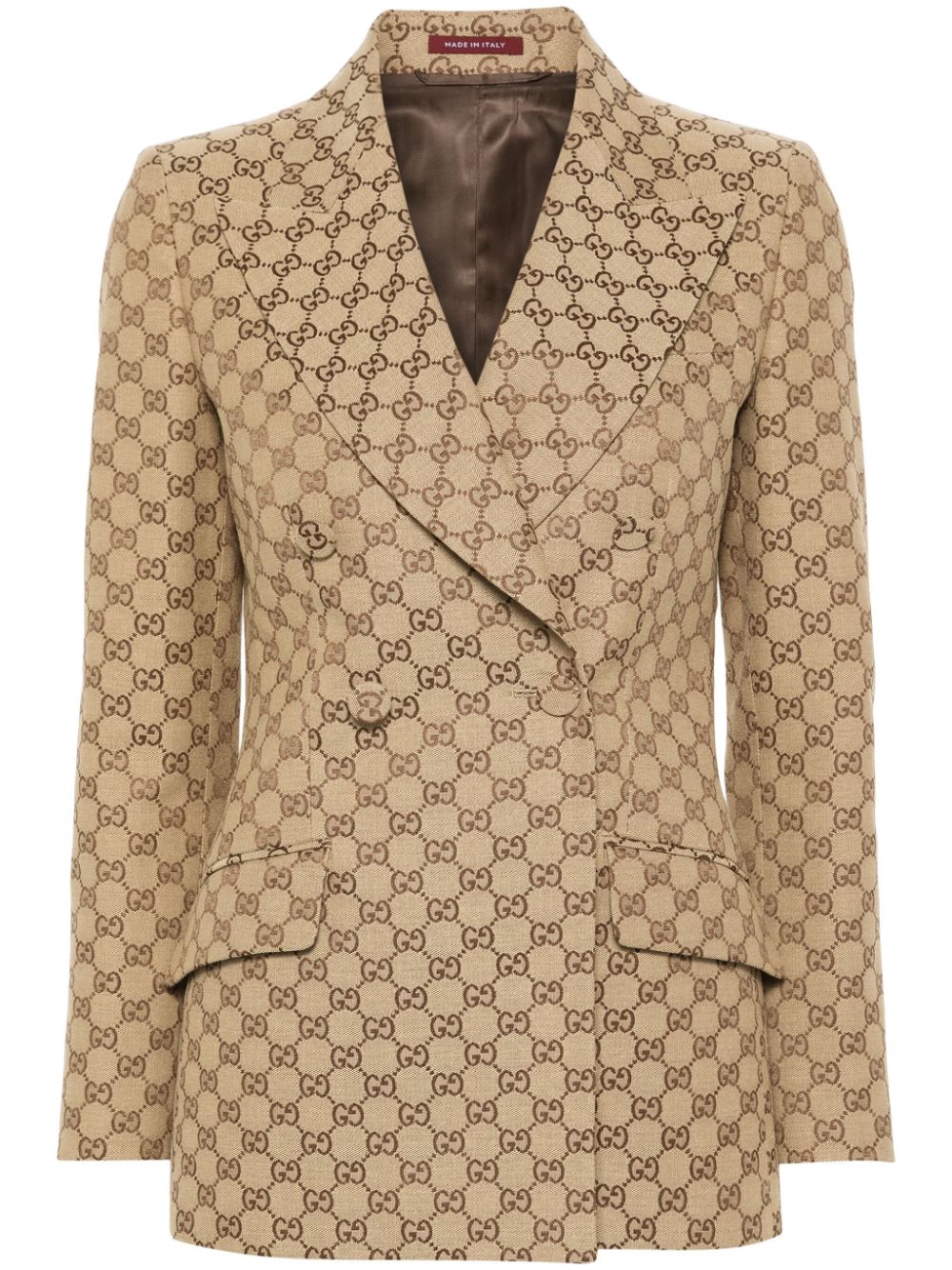 Gucci GG Supreme double-breasted blazer - Brown von Gucci