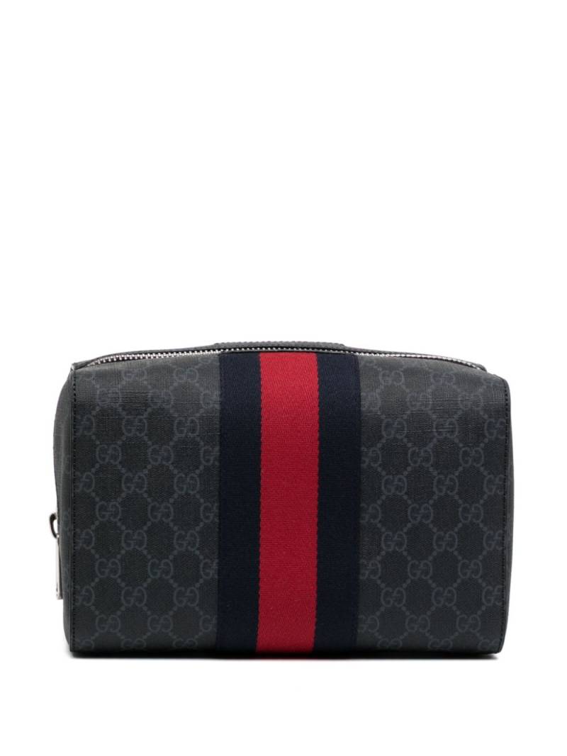 Gucci GG Supreme leather wash bag - Black von Gucci