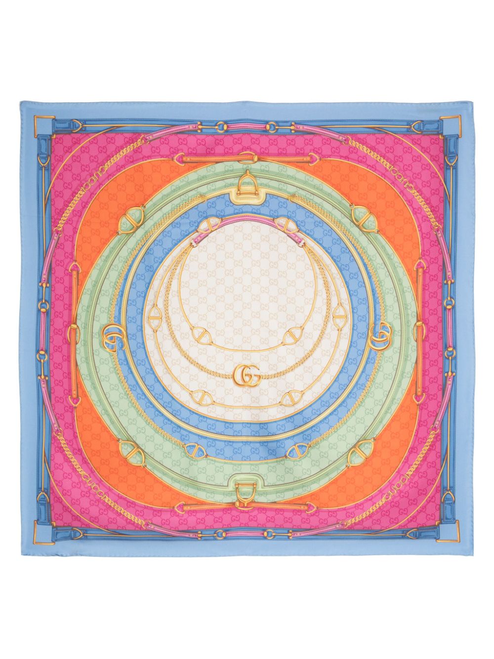 Gucci GG belt-print silk scarf - Blue von Gucci